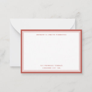 Modern Blush Red Border Name & Address    Card