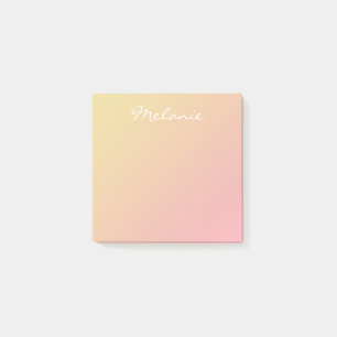 Modern Blush Rose Coral Gold Ombre Script Post-it Notes