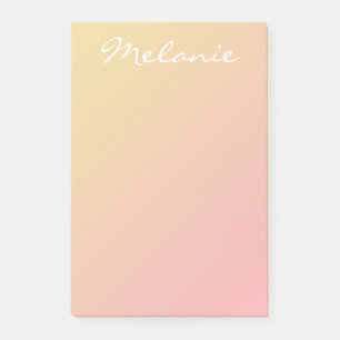 Modern Blush Rose Coral Gold Ombre Script Post-it Notes