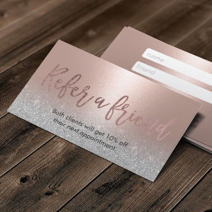 Modern Blush Rose Gold Beauty Salon Referral Card