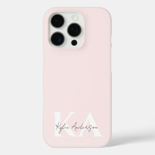 Modern Blush Rose Personalized Monogram Name -  iPhone 16 Pro Case
