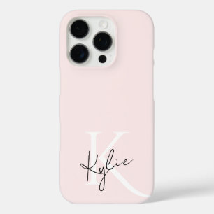 Modern Blush Rose Personalized Monogram Name -  iPhone 16 Pro Case
