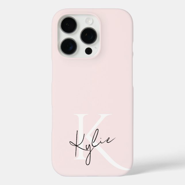 Modern Blush Rose Personalized Monogram Name -  Case-Mate iPhone Case (Back)