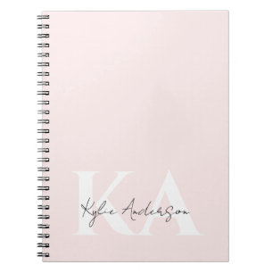 Modern Blush Rose Personalized Monogram Name -  Notebook