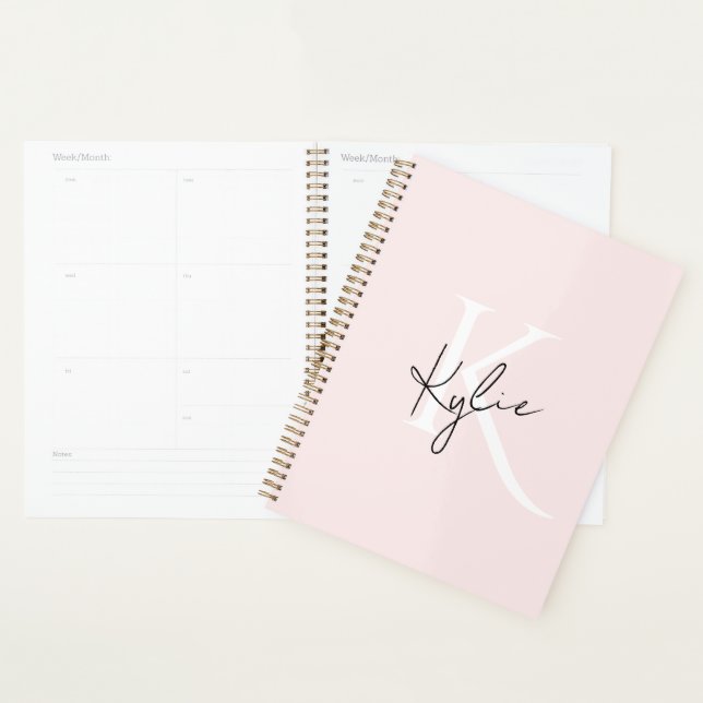 Modern Blush Rose Personalized Monogram Name -  Planner (Display)
