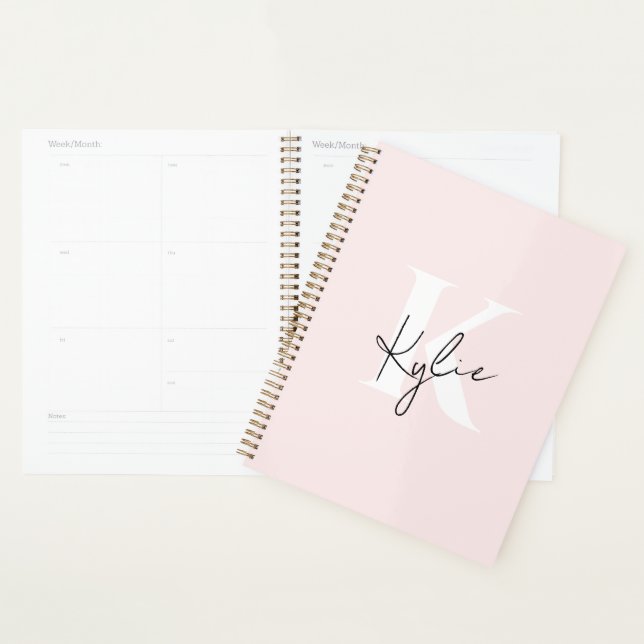 Modern Blush Rose Personalized Monogram Name -  Planner (Display)