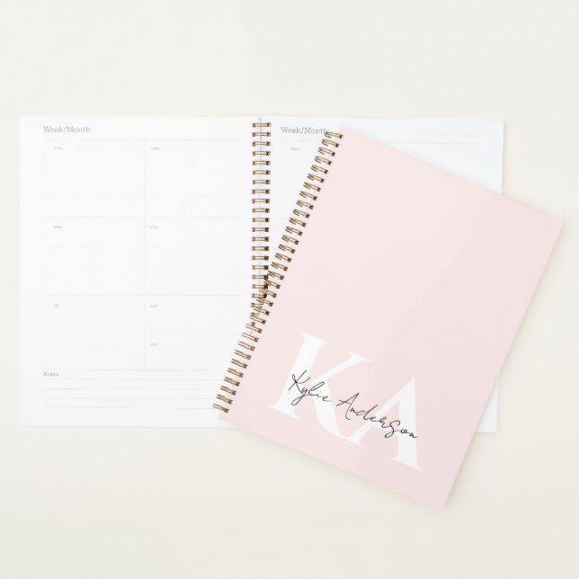 Modern Blush Rose Personalized Monogram Name -  Planner (Display)
