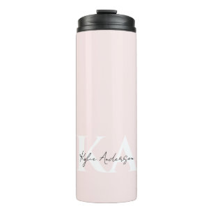 Modern Blush Rose Personalized Monogram Name -  Thermal Tumbler