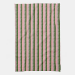 Modern blush rose pink green stripes watercolor kitchen towel