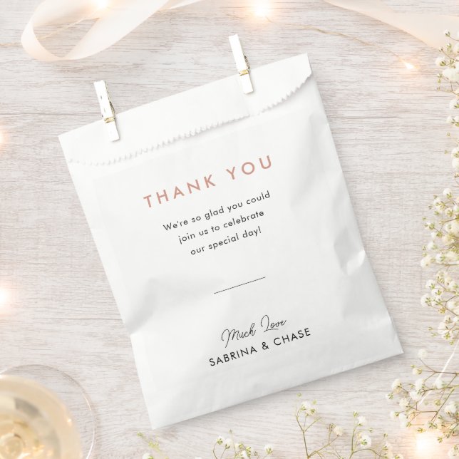 Modern Blush Rose Wedding Thank Favour Bag (Clipped)