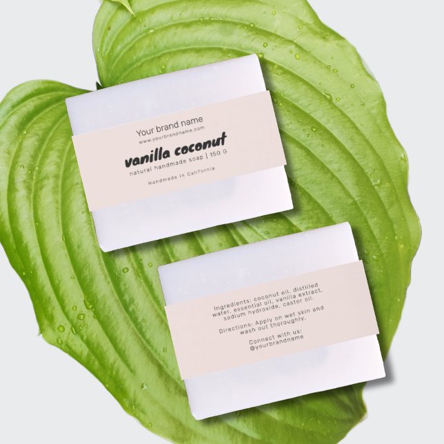 Modern blush soap packaging ingredients wrap label invitation belly band (Creator Uploaded)