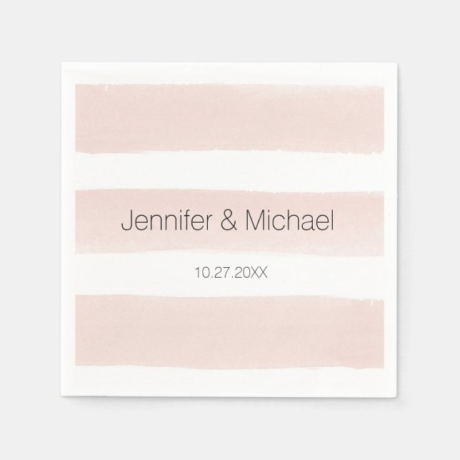 Modern Blush Stripes Cocktail Napkin (Front)