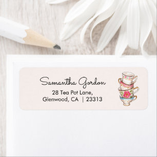 Modern Blush Tea Party Bridal Shower Address
