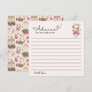 Modern Blush Tea Party Bridal Shower Advice Card