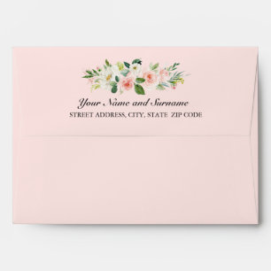 Modern Blush   Vintage Flower Wedding   V2 Envelope