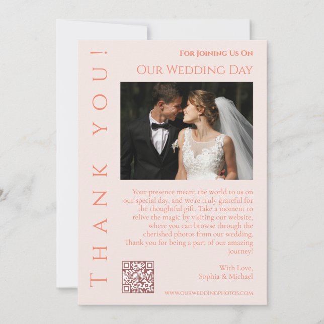 Modern Blush-Wedding Photo-Thank You- Invitation (Front)