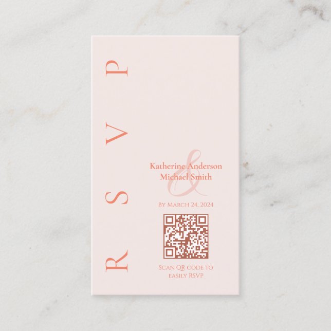 Modern Blush--Wedding RSVP Business Card (Front)