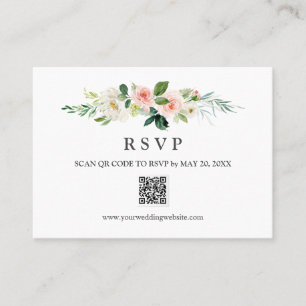 Modern Blush Wedding RSVP QR CODE WEDDING Business Card