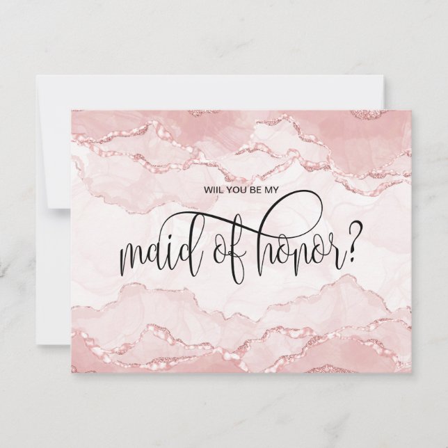 modern blush  will you be maid of honour invitatio invitation (Front)