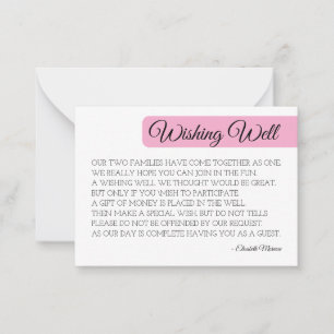 Modern Blush Wishing Well Minimalist Bridal Shower Card