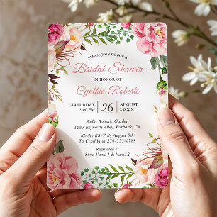 Modern Blushing Pink Floral Wreath Bridal Shower Invitation