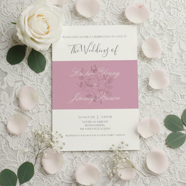 Modern Blushing Rose Botanical Wedding  Invitation (Creator Uploaded)