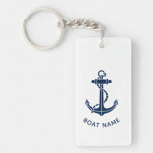Modern Boat Anchor and Name Beach Swag Custom Keychain