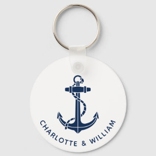 Modern Boat Anchor Beach Wedding Swag Keychain