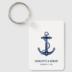 Modern Boat Anchor Beach Wedding Swag Keychain