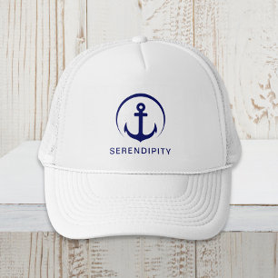 Modern Boat Anchor Monogram Trucker Hat