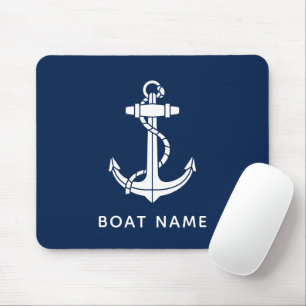 Modern Boat Name Anchor Sailing Crew Custom Mouse Pad