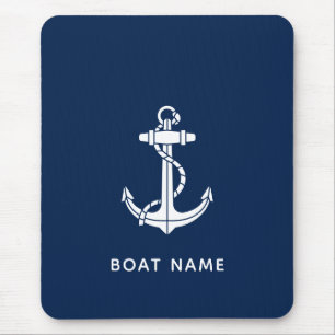 Modern Boat Name Anchor Sailing Crew Custom Mouse Pad