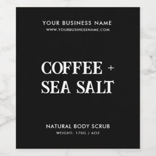 Modern body scrub elegant black product label