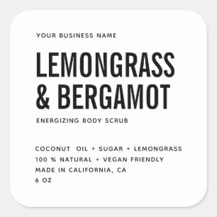 Modern body scrub white product label