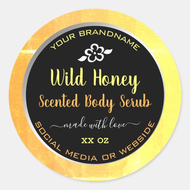 Modern Body Serub Packaging Labels Orange Black (Front)