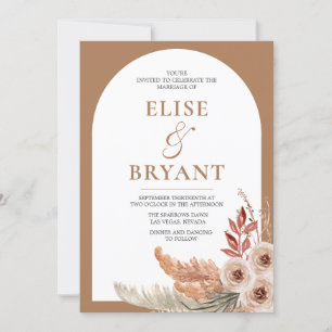 Modern Bohemian Arch Floral Wedding Invitation