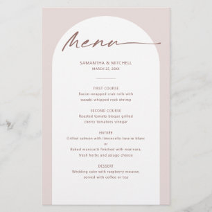 Modern Bohemian Arch Wedding menu card