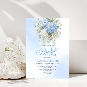 Modern Bohemian Blue Floral Bridal Shower Invite