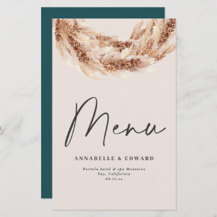 Modern bohemian botanical pampas grass wedding