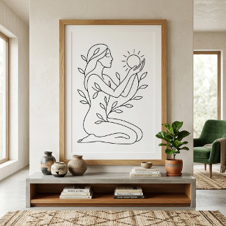 Modern Bohemian Botanical Sun Line Poster