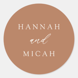 Modern Bohemian Burnt Orange Wedding Classic Round Sticker