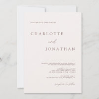 Modern Bohemian Cream & Mauve Wedding Invitation