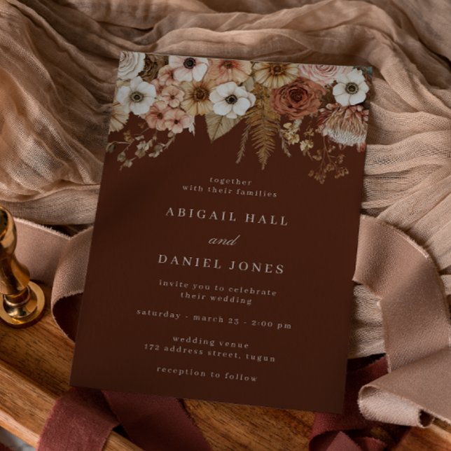 Modern Bohemian Dried Floral Wedding Invitation (Creator Uploaded)