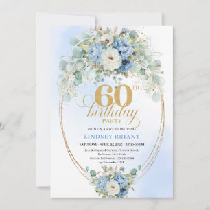Modern Bohemian Dusty Blue Peonies 70th Birthday I Invitation