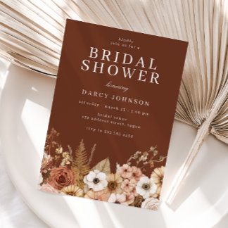 Modern Bohemian Floral Bridal Shower Invitation