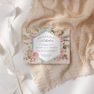Modern Bohemian Floral Engagement Invitation