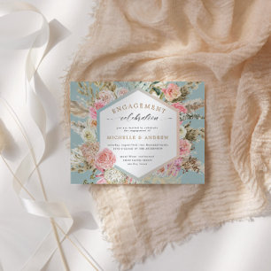 Modern Bohemian Floral Engagement Invitation