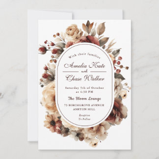 Modern Bohemian Floral Frame Wedding Invitation