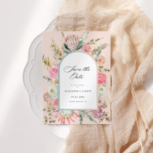 Modern Bohemian Floral Save The Date Card