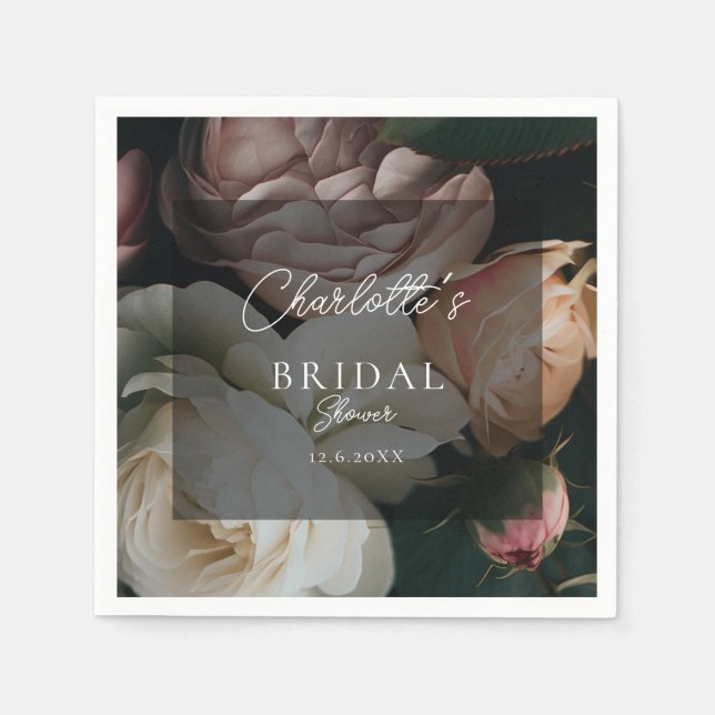 Modern, bohemian, flowers bridal shower napkins (Front)